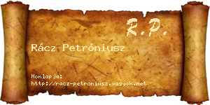 Rácz Petróniusz névjegykártya